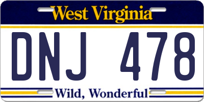 WV license plate DNJ478