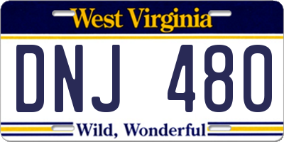 WV license plate DNJ480