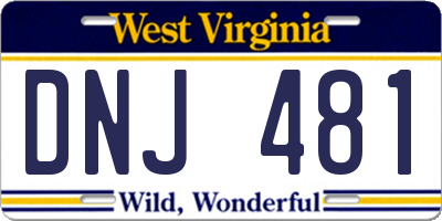 WV license plate DNJ481