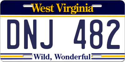 WV license plate DNJ482