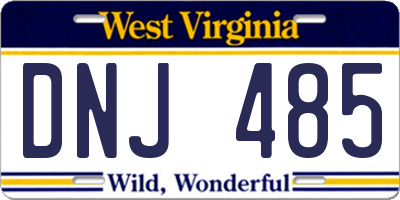 WV license plate DNJ485