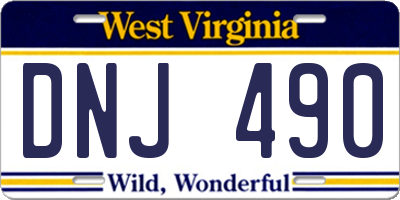 WV license plate DNJ490