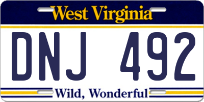 WV license plate DNJ492