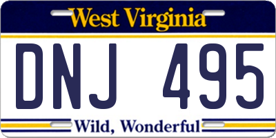 WV license plate DNJ495