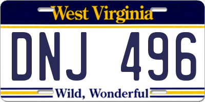 WV license plate DNJ496