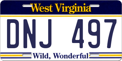 WV license plate DNJ497