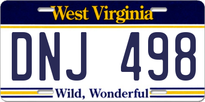 WV license plate DNJ498