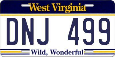 WV license plate DNJ499