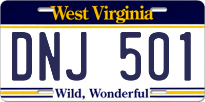 WV license plate DNJ501