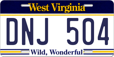 WV license plate DNJ504
