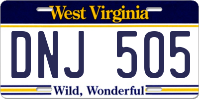 WV license plate DNJ505