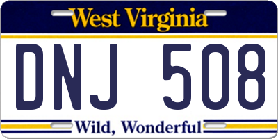 WV license plate DNJ508