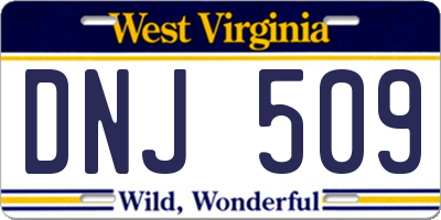 WV license plate DNJ509
