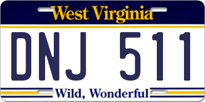 WV license plate DNJ511
