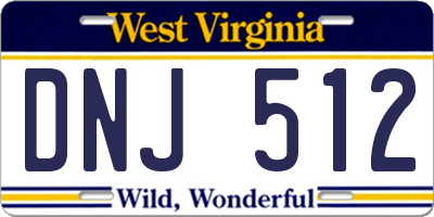 WV license plate DNJ512
