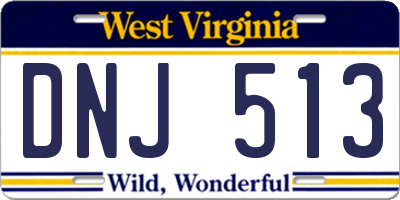 WV license plate DNJ513