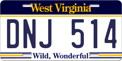 WV license plate DNJ514