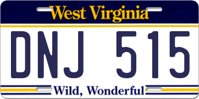 WV license plate DNJ515