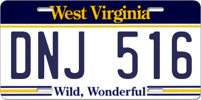 WV license plate DNJ516