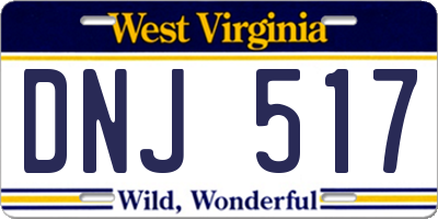 WV license plate DNJ517