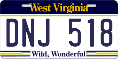 WV license plate DNJ518