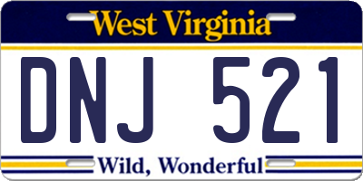 WV license plate DNJ521