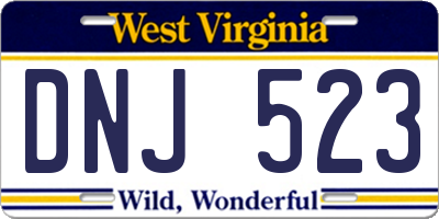 WV license plate DNJ523