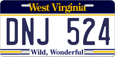 WV license plate DNJ524
