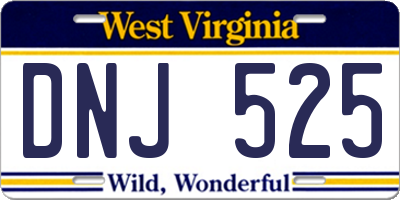 WV license plate DNJ525