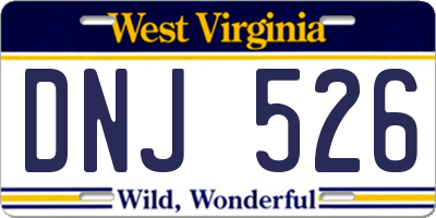 WV license plate DNJ526