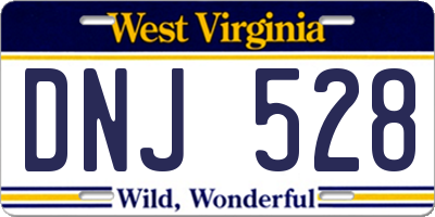 WV license plate DNJ528