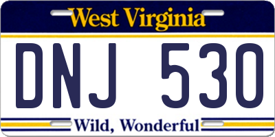 WV license plate DNJ530