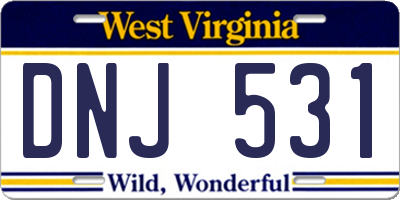 WV license plate DNJ531