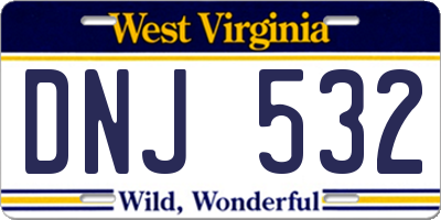 WV license plate DNJ532