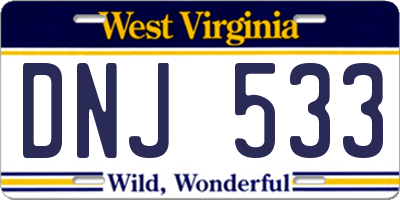 WV license plate DNJ533