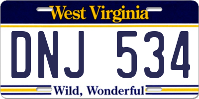 WV license plate DNJ534