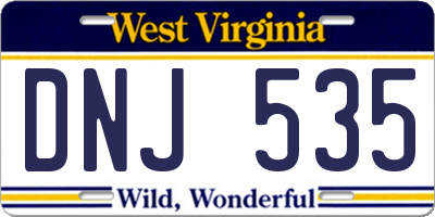 WV license plate DNJ535