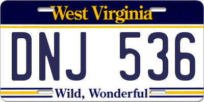 WV license plate DNJ536