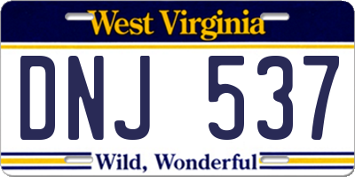 WV license plate DNJ537