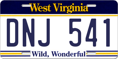 WV license plate DNJ541