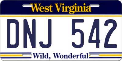 WV license plate DNJ542