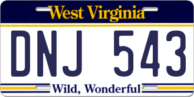 WV license plate DNJ543