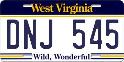 WV license plate DNJ545