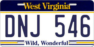 WV license plate DNJ546