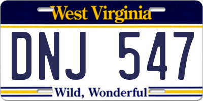 WV license plate DNJ547