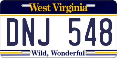 WV license plate DNJ548