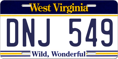 WV license plate DNJ549