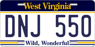 WV license plate DNJ550