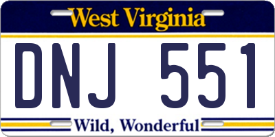 WV license plate DNJ551