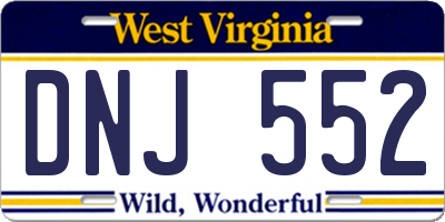 WV license plate DNJ552